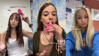 asmr grwm in class tiktok compilation | makeup sounds | grwm at school | #grwm #asmr #tiktok