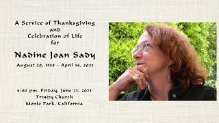 Nadine Joan Sady Memorial Service