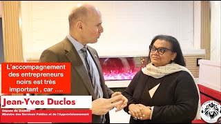 Le ministre Jean Yves Duclos interview la PDG Lysiane Randria au LION BLANC RESTAURANT