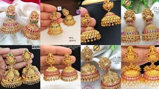 Latest Gold Jhumka Designs 2024/Temple jhumka designs/latest gold earrings Design #gold #earrings