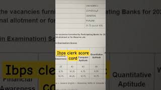 ibps clerk score card 2024 #ibps #bank #trending #sbi #lic #youtubeshorts #nicl