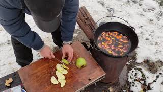 Осенний суп (глинтвейн) в казане на костре