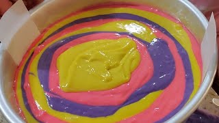 Let's Color Some Cake Batter  💜💕💛 #triColor