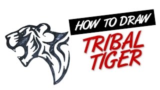 How to draw tiger heed tribal tattoo design #7