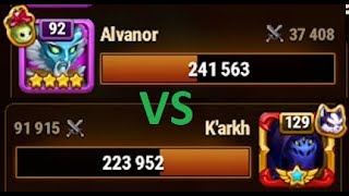 [Hero Wars] Alvanor 92 vs K'arkh 129 🙈🙉🙊🤢🤬😨🥵🐠👀📽🖥