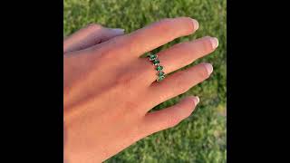 5 Stone Emerald Ring, Green Gemstone Wedding Band, Marquise Cut Green Emerald Engagement Ring