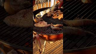 Grilling chicken, pork chop and shrimp for dinner. #grilling #grill #food