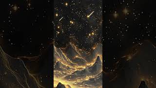 Dark world starry sky gold mountains