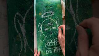 Daily Faces Challenge: Day 187/365- Chalk Drawing on Hand Painted Skateboard | Art Timelapse #shorts