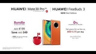 UAE BOMB DEAL: Buy Huawei Mate 30 Pro 5G + FreeBuds 3 Red bundle and save AED 349