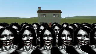 Kuchisake Onna Vs  Houses In Garry's Mod!!