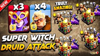 Best TH16 Attack Strategy With (Super Witch + Druid) Clash Of Clans | Th16 SUPER WITCH DRUID Attacks