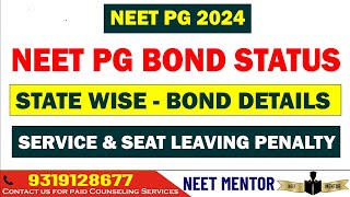 NEET PG 2024 ll State Wise Bond Details & Seat Leaving Penalty #neetpg2024 #neetmentor