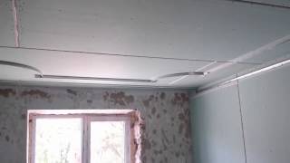 6  классический потолок из гипсокартона, монтаж и белый вариант  Plasterboard ceiling