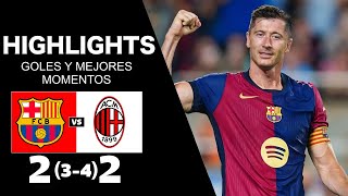 BARCELONA vs AC MILAN (2-2) 3-4 | RESUMEN y GOLES PENALTIS | AMISTOSO 2024