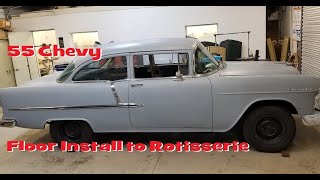 1955 Chevrolet 210 Floor Install to Rotisserie