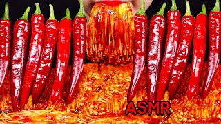 ASMR गर्म मिर्च और मशरूम (*RECIPE) CHILLI PEDAS DAN JAMUR ENOKI MUSHROOM HOT PEPPERS 버섯고추