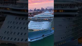 Oasis of the Seas cruise ship bow / leaving PortMiami