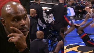 Tim Hardaway Jr wheelchaired off court after scary knee to head with his Dad watching