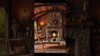 Autumn Porch Magic: Cozy Moments by the Roaring Fireplace #fireplaceambience #fallambience