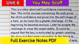 Class 11 English | Unit 6 Health and Exercise | You may scoff Exercise Question Answers & Grammar