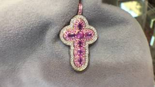 Pink Sapphire & Diamond Cross by Ritz Jewelers, Los Angeles #ritzjewelers