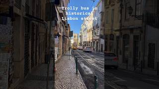 The trolley bus running in the street of the old city of Lisbon. #lisboa #lisbon #portugal