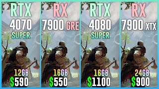 RTX 4070 SUPER vs RX 7900 GRE vs RTX 4080 SUPER vs RX 7900 XTX - Test in 20 Games