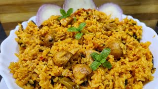 Mushroom Briyani recipe in Tamil | how to make mushroom Briyani | dhum Briyani | Mushroom recipes