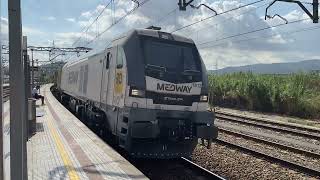 Medway’s Stadler electric locomotive class 256 nr. 6012 passing Castellbisbal station.