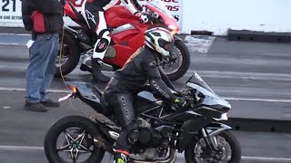 Kawasaki Ninja H2 v/s Ducati Panigale V4 Drag Race💥 #youtube #superbikes #dragrace #kawasaki #ducati