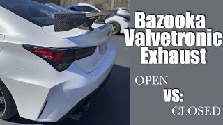 RR Racing Bazooka Exhaust Sound clip - Open Vs: Closed Lexus RCF Track Edition