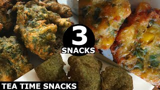 3 Instant Tea Time Snack Recipes | Moong Bhaji - Corn Palak & Methi Pakoda | Lockdown Snack Recipes