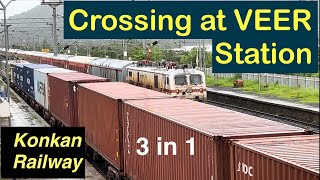 Trains Crossing at VEER | 22476 Coimbatore Hisar Express | 10103 Mandovi Express