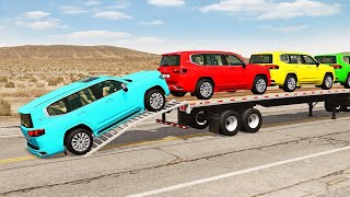 Flatbed Truck Mcqueen | Transportation with Truck - Pothole vs Car #192 - BeamNG.Drive