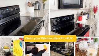 Cleaning Motivation/ Kitchen Deep Cleaning :Microwave and Glass-Top Stove