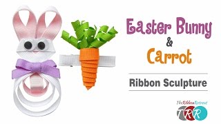 How to Make an Easter Bunny & Carrot Ribbon Sculpture - TheRibbonRetreat.com