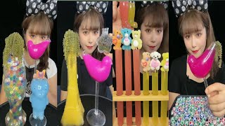 Asmr Mukbang 🍓🍑 Colourful Chinese Sweets Drinking challenge 🥰 Candy 🍭 eating #mukbang #ssoyoung#asmr