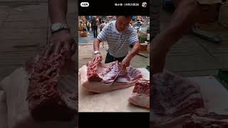 Chef chopping pork for cooking #shortvideo #pork #food