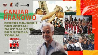 GANJAR PRANOWO DIBERI SEJADAH DAN KOPIAH SAAT SALAT DI BPS GEREJA TORAJA