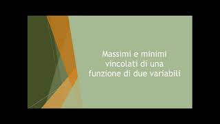 Massimi e minimi vincolati