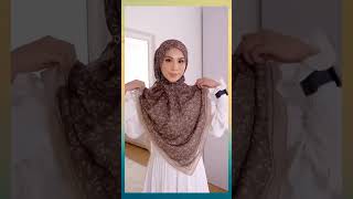 Tutorial Hijab Segiempat Motif Simpel dan Elegan. link produk ada di diskripsi