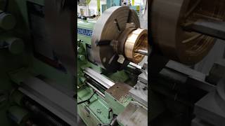 Machining bronze bearing on Cazeneuve HB725 lathe #lathe #asmr #machine #metallathe #bronze #chips