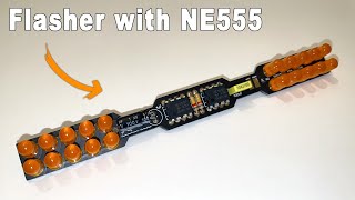 Orange LED Flashing Light with NE555 on DIY PCB