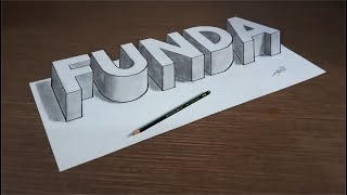 3D FUNDA NAME | Easy 3D drawing with pencil