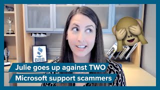 Julie goes up against TWO Microsoft support scammers (long!) | BBB Calls Scammers