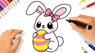 CÓMO DIBUJAR UN CONEJO DE PASCUA KAWAII 🐇