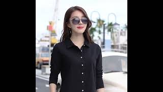 Women Apparels | Long Sleeve Button Up Cotton Blend Shirt