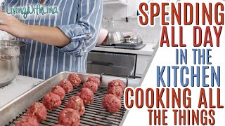 COOKING All Day in the Kitchen! Baking Mushroom Bacon Meatballs, Instant Pot Cheesy Taco Pasta &more