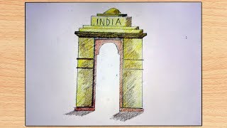 How to draw Delhi India Gate step by step